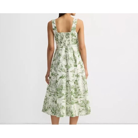 Lands End cotton midi dress 16 p xl 16p green ivory tropical Sundress new 134.95 - Picture 5 of 5